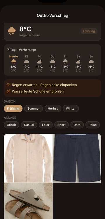 Outfit-Vorschläge mit Wetter-Integration